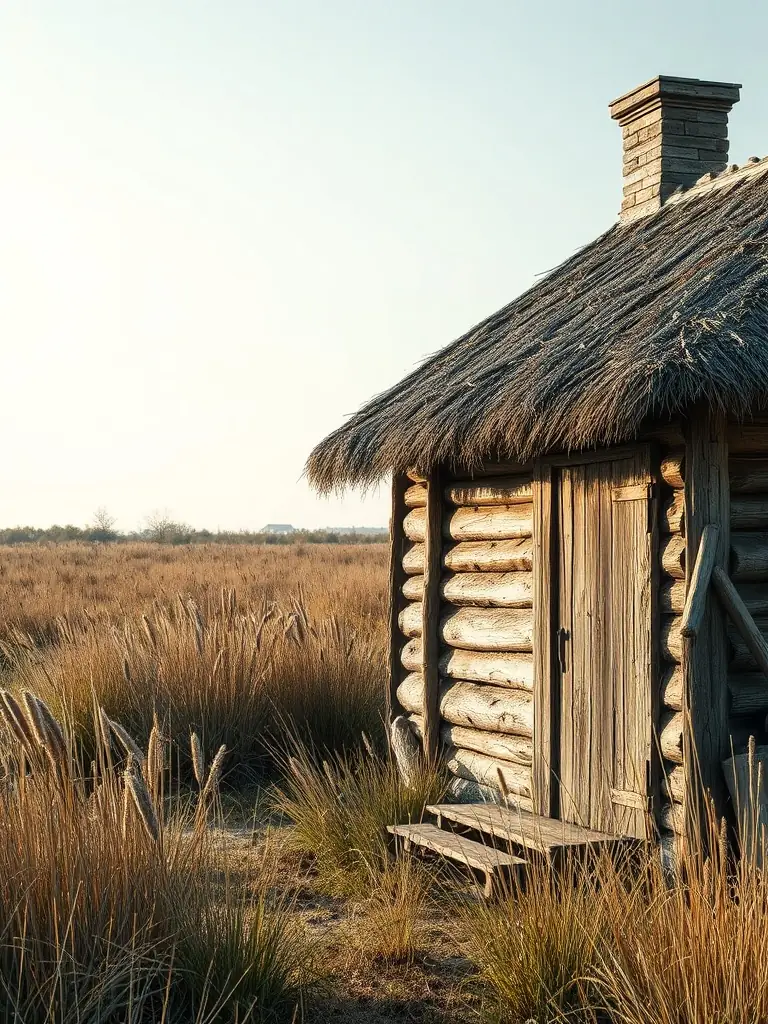 An image of a restored traditional salt cabin, highlighting the architectural heritage of the salt marshes.