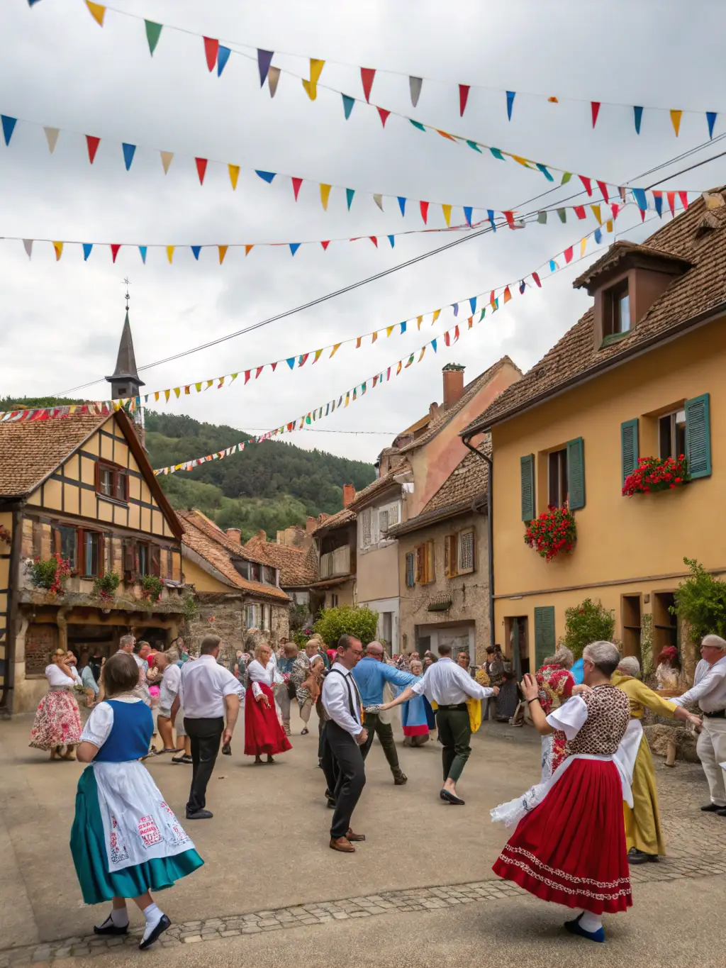 A photograph of a cultural event taking place at the Ecomusée, showcasing traditional music, dance, and crafts related to the salt-making heritage of the region.